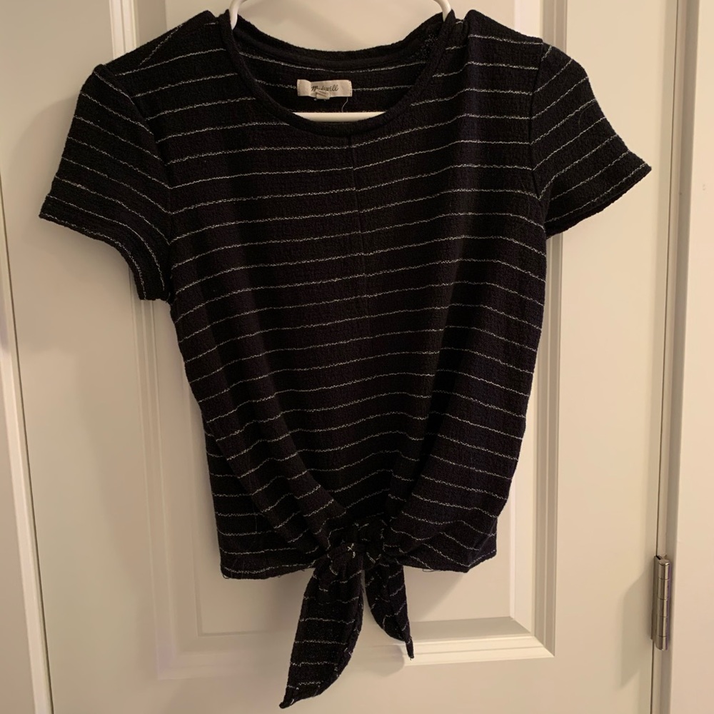 Stripe front-tie tee